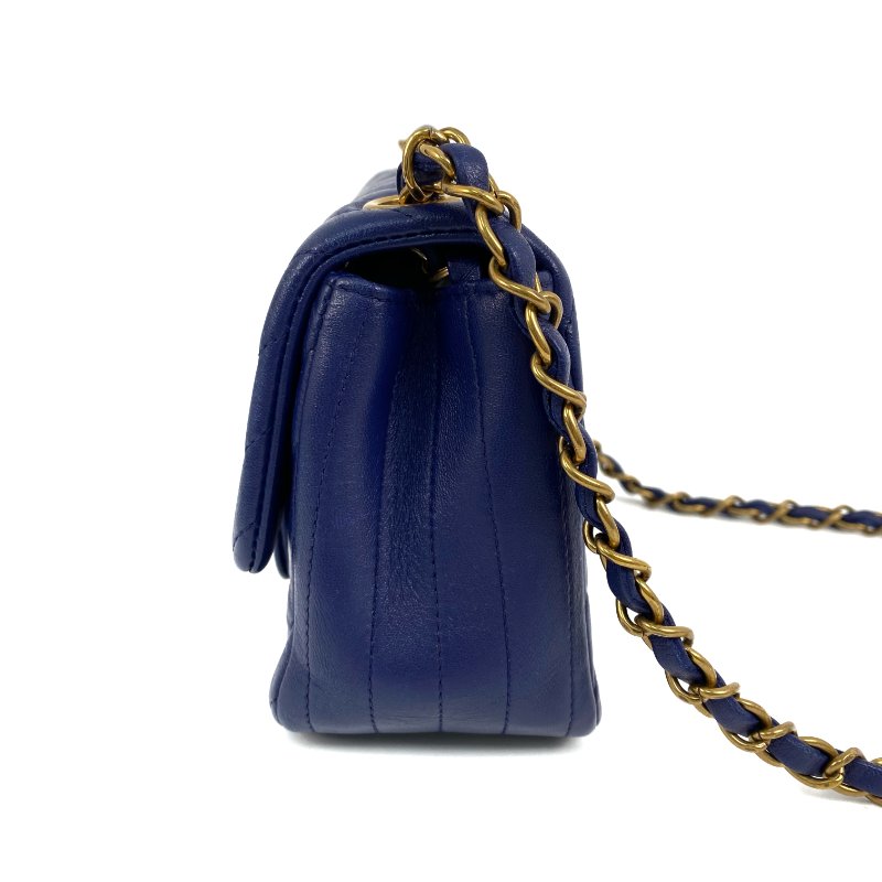 △ Chanel 香奈兒 Navy Lambskin Gold Tone Metal V-Stitch Chain Crossbody Bag No.21 深藍色小羊皮金色金屬鎖鏈斜背袋No.21 - 267000721-3
