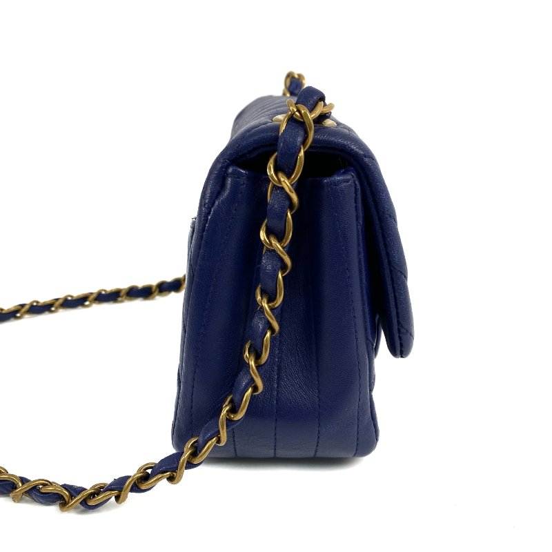 △ Chanel 香奈兒 Navy Lambskin Gold Tone Metal V-Stitch Chain Crossbody Bag No.21 深藍色小羊皮金色金屬鎖鏈斜背袋No.21 - 267000721-4