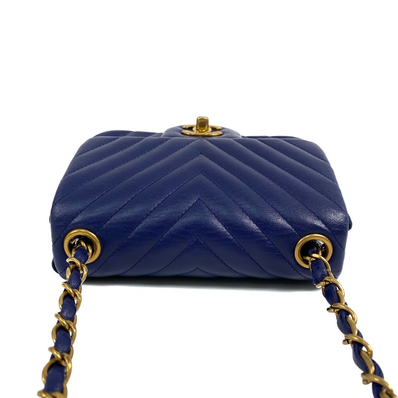 △ Chanel 香奈兒 Navy Lambskin Gold Tone Metal V-Stitch Chain Crossbody Bag No.21 深藍色小羊皮金色金屬鎖鏈斜背袋No.21 - 267000721-6