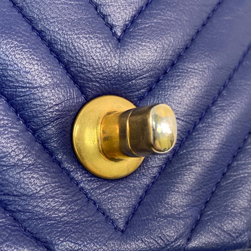 △ Chanel 香奈兒 Navy Lambskin Gold Tone Metal V-Stitch Chain Crossbody Bag No.21 深藍色小羊皮金色金屬鎖鏈斜背袋No.21 - 267000721-13