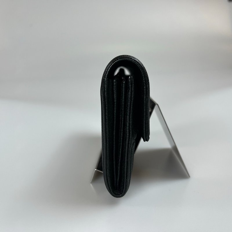 CHANEL BOY銀釦翻蓋長夾 荔枝黑 22開-3