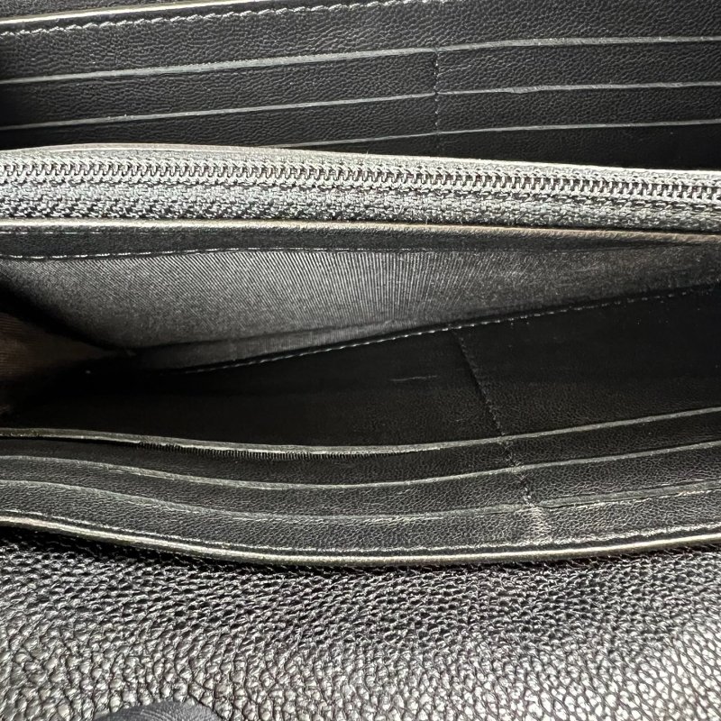 CHANEL BOY銀釦翻蓋長夾 荔枝黑 22開-7