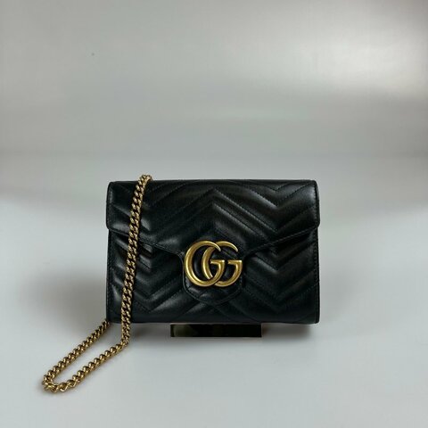 GUCCI 474575 黑金MARMONT WOC包