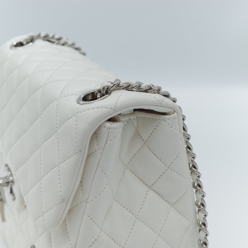 Chanel 香奈兒 Cockpit 白色菱格紋 羊皮 翻蓋包 斜背包-10