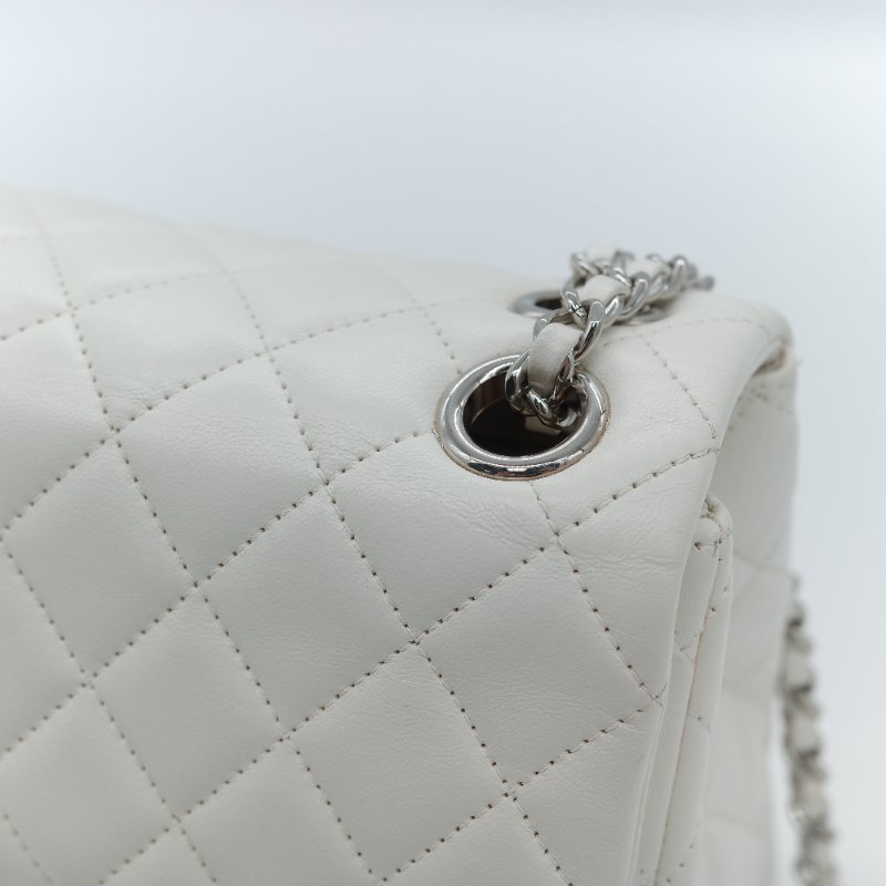 Chanel 香奈兒 Cockpit 白色菱格紋 羊皮 翻蓋包 斜背包-13