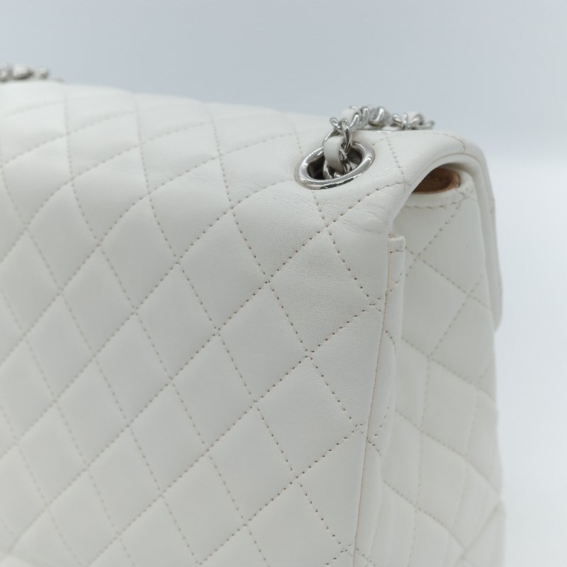 Chanel 香奈兒 Cockpit 白色菱格紋 羊皮 翻蓋包 斜背包-15
