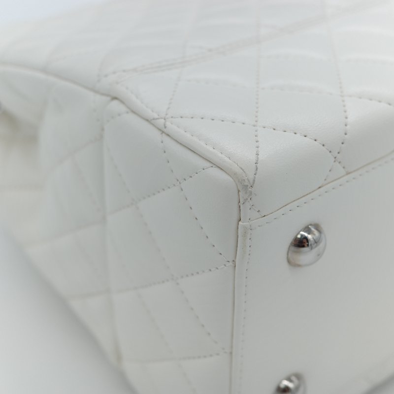 Chanel 香奈兒 Cockpit 白色菱格紋 羊皮 翻蓋包 斜背包-16