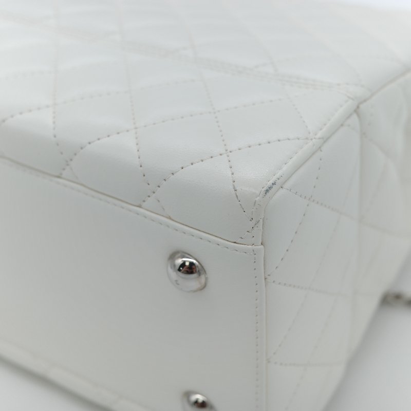 Chanel 香奈兒 Cockpit 白色菱格紋 羊皮 翻蓋包 斜背包-17