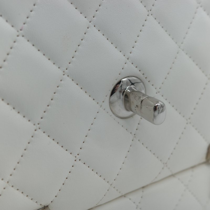 Chanel 香奈兒 Cockpit 白色菱格紋 羊皮 翻蓋包 斜背包-23