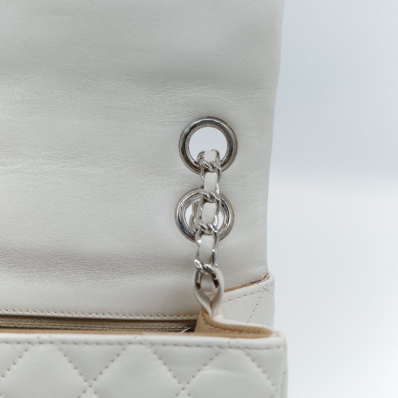 Chanel 香奈兒 Cockpit 白色菱格紋 羊皮 翻蓋包 斜背包-25