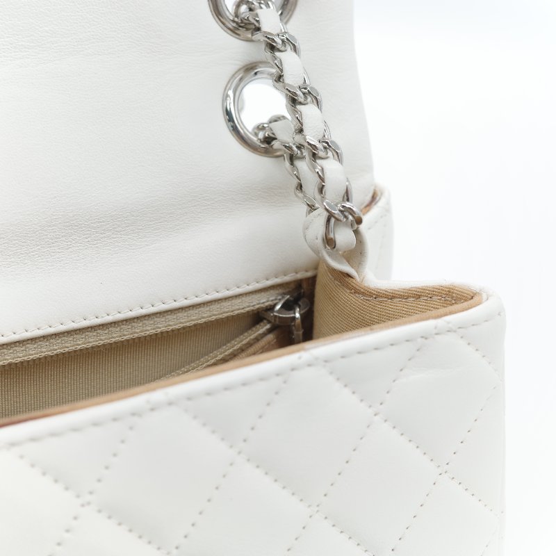 Chanel 香奈兒 Cockpit 白色菱格紋 羊皮 翻蓋包 斜背包-28