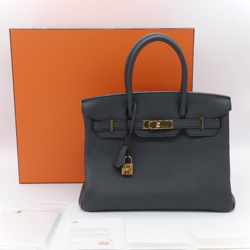 Hermès 馬仕 Birkin BK30 石墨灰 黑灰色 Togo 牛皮 金扣 柏金包 T 刻-0