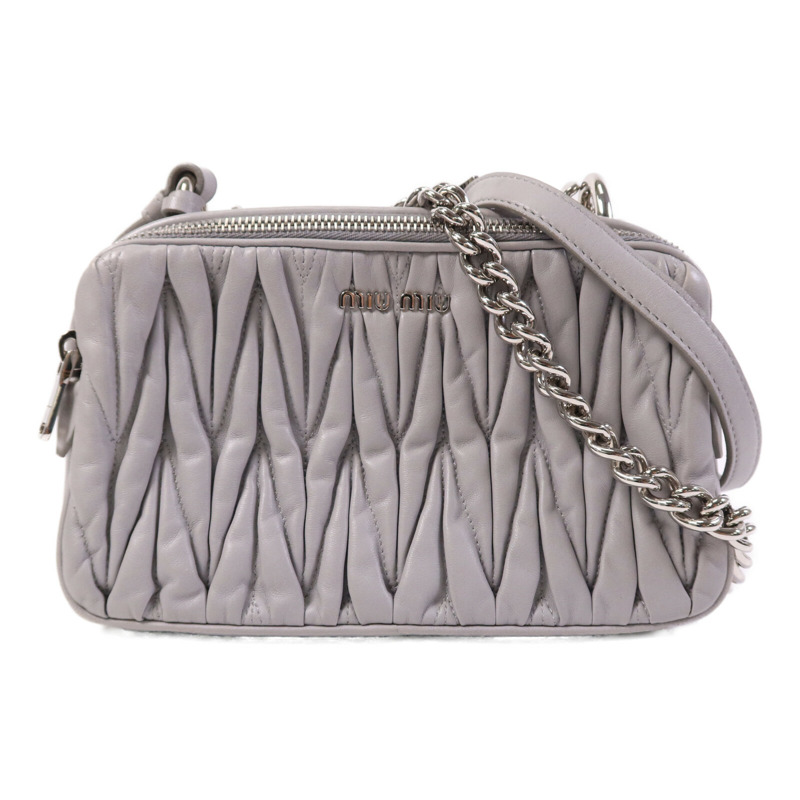 Miu Miu 羊皮皮革Shoulder Bag銀扣鏈帶肩背袋-0