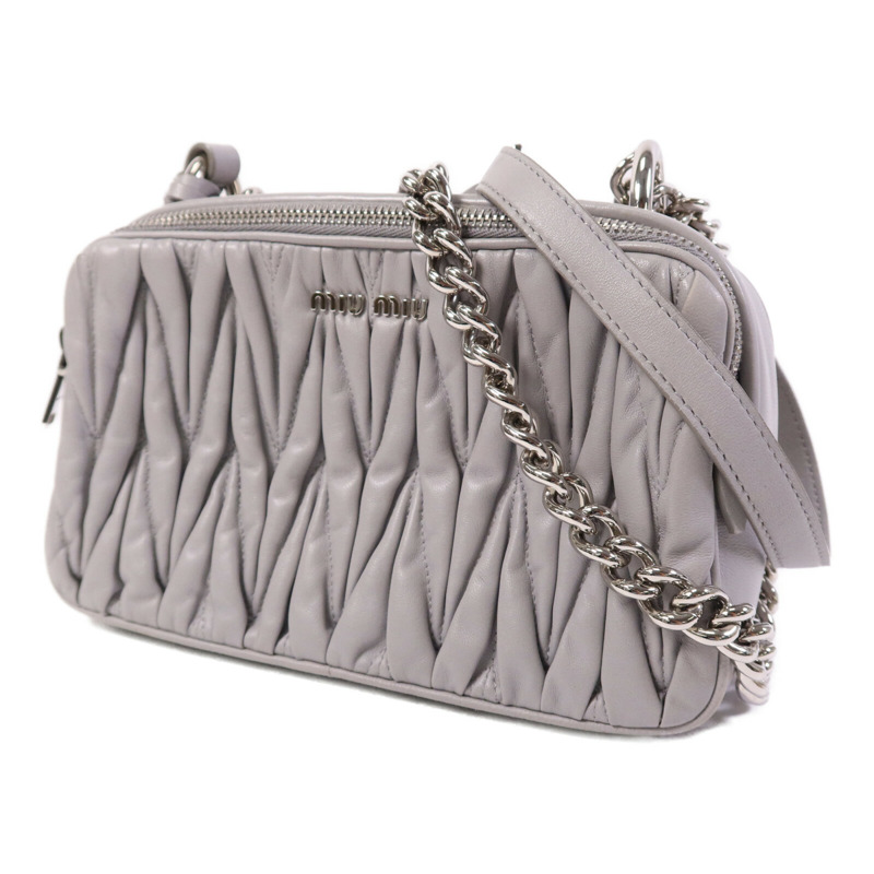 Miu Miu 羊皮皮革Shoulder Bag銀扣鏈帶肩背袋-2