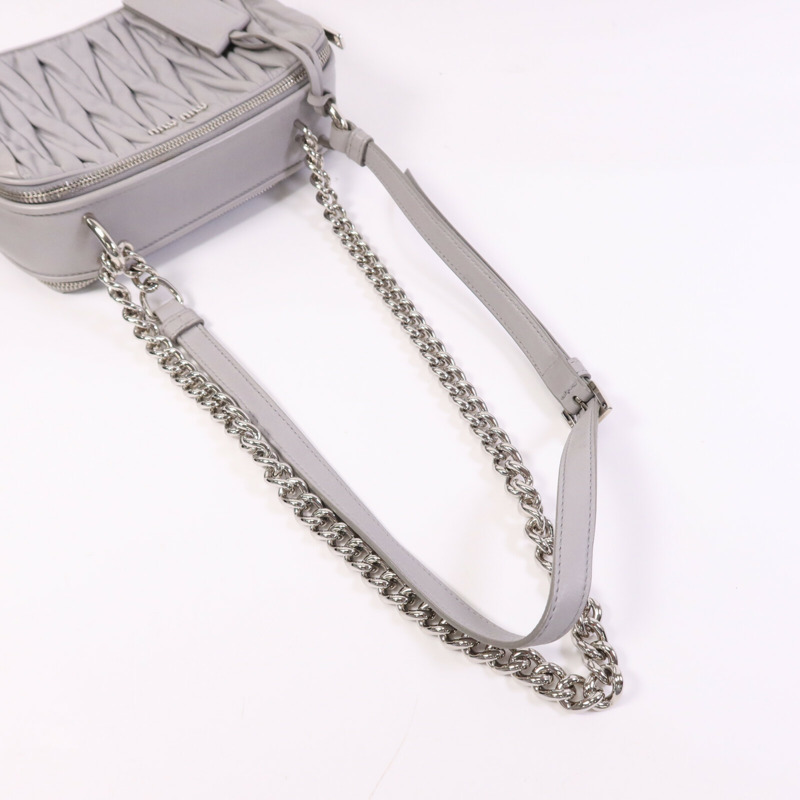 Miu Miu 羊皮皮革Shoulder Bag銀扣鏈帶肩背袋-9