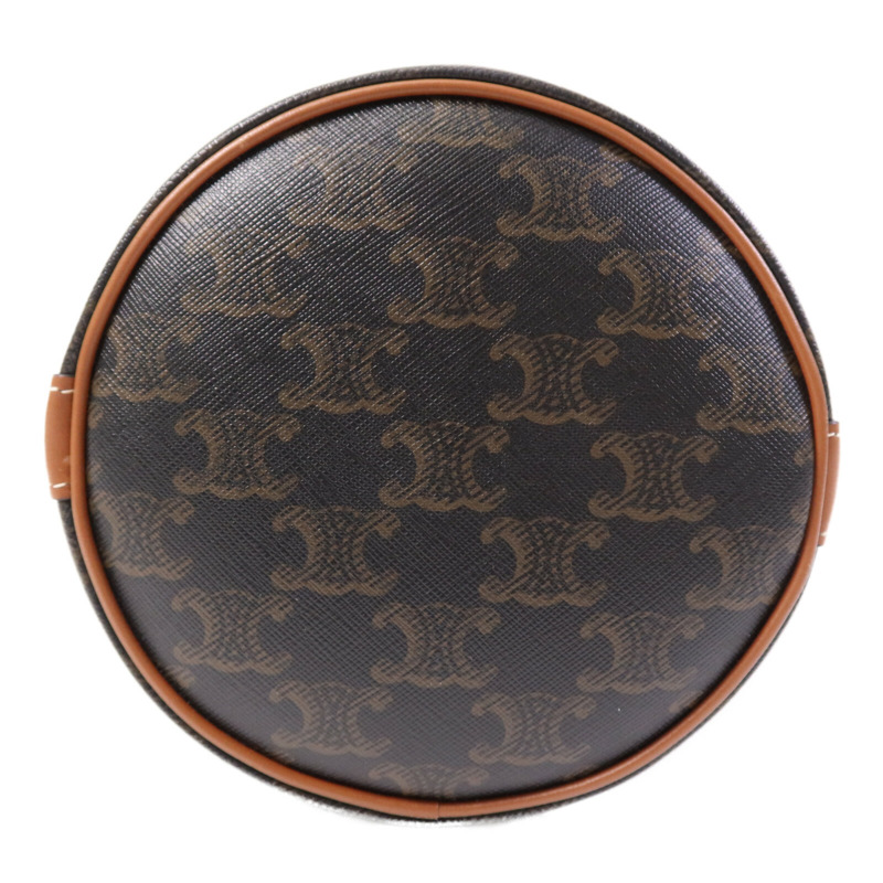 CELINE 塗層帆布Triomphe Drawstring Small bucket金扣肩背袋-3