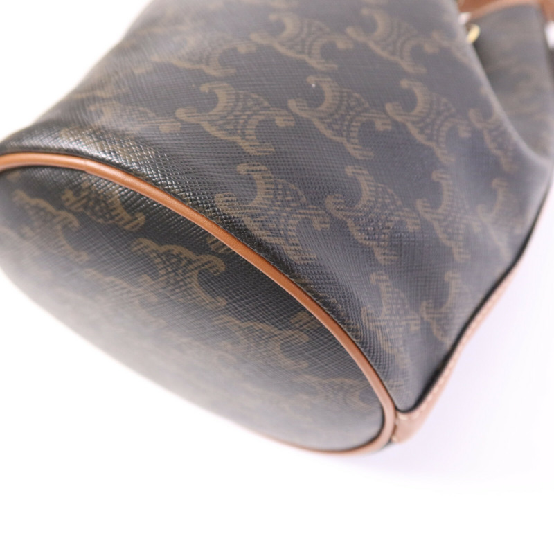 CELINE 塗層帆布Triomphe Drawstring Small bucket金扣肩背袋-10