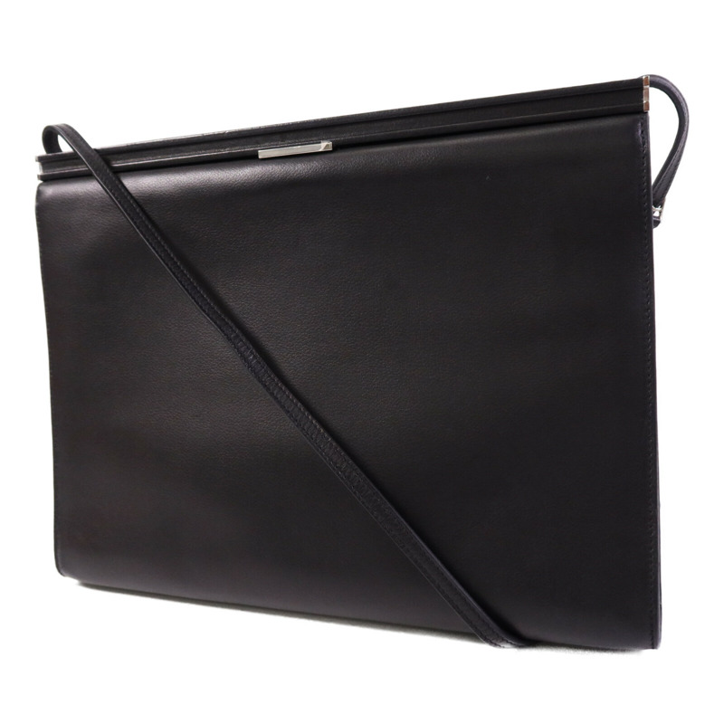 HERMES Evercolor皮革Clic-H 33 Bag銀扣肩背袋Noir-2