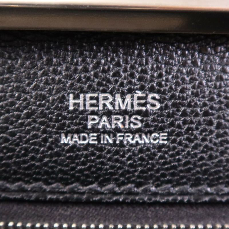 HERMES Evercolor皮革Clic-H 33 Bag銀扣肩背袋Noir-5