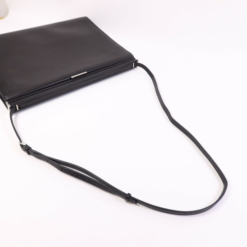 HERMES Evercolor皮革Clic-H 33 Bag銀扣肩背袋Noir-8