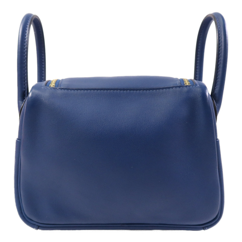 HERMES Swift皮革Mini Lindy金扣手挽肩背兩用袋Deep Blue-1