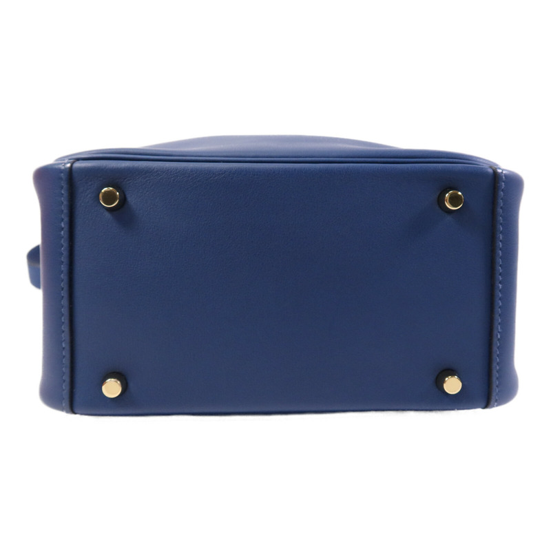 HERMES Swift皮革Mini Lindy金扣手挽肩背兩用袋Deep Blue-3