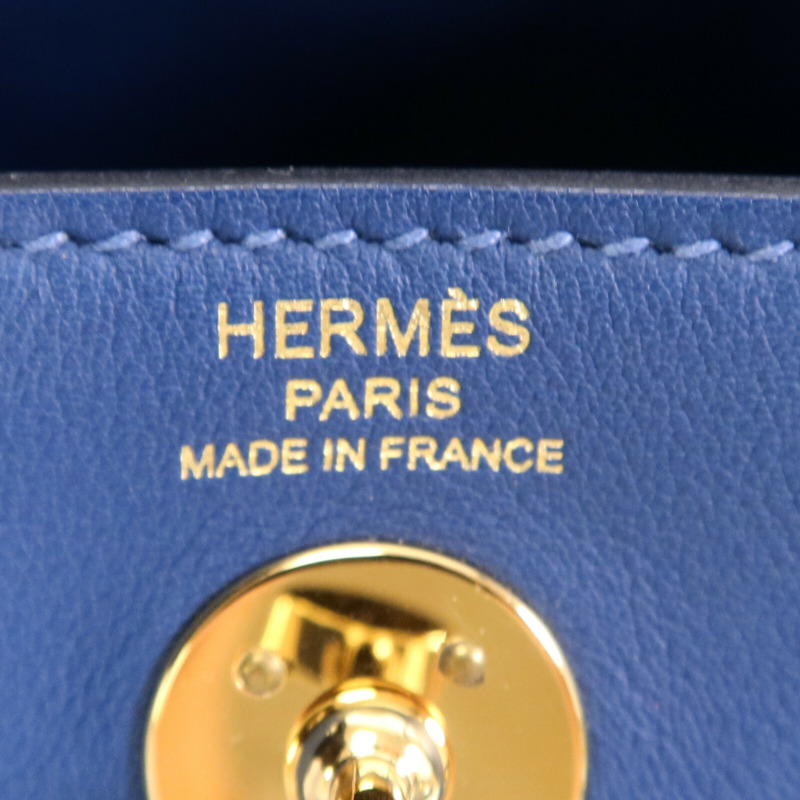 HERMES Swift皮革Mini Lindy金扣手挽肩背兩用袋Deep Blue-6
