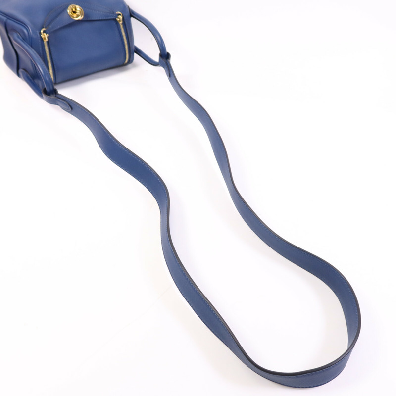 HERMES Swift皮革Mini Lindy金扣手挽肩背兩用袋Deep Blue-8