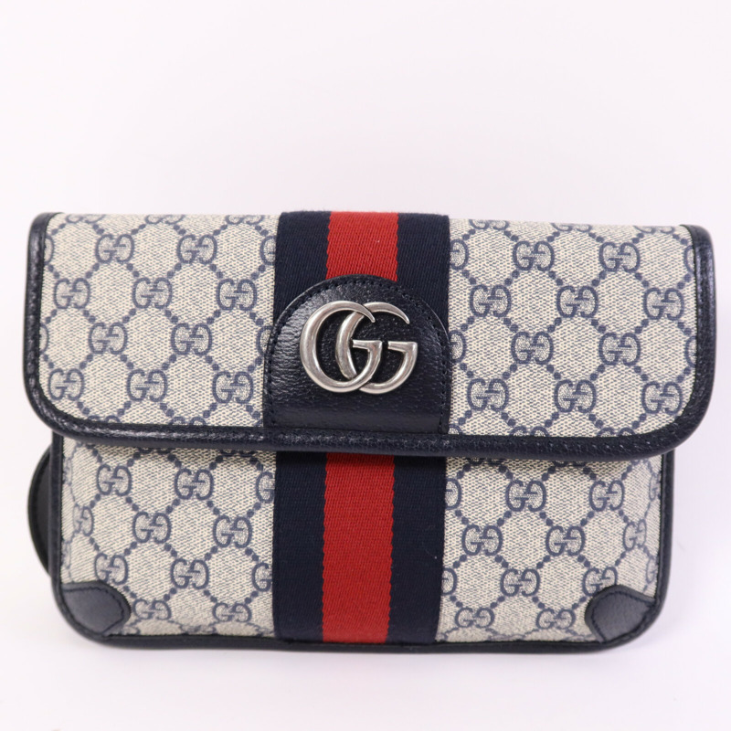 GUCCI 塗層帆布Ophidia GG Supreme銀扣腰包-0