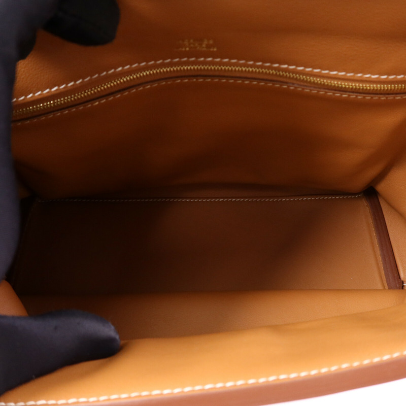 HERMES Clemence皮革24/24 29CM金扣手挽肩背兩用袋Gold-4