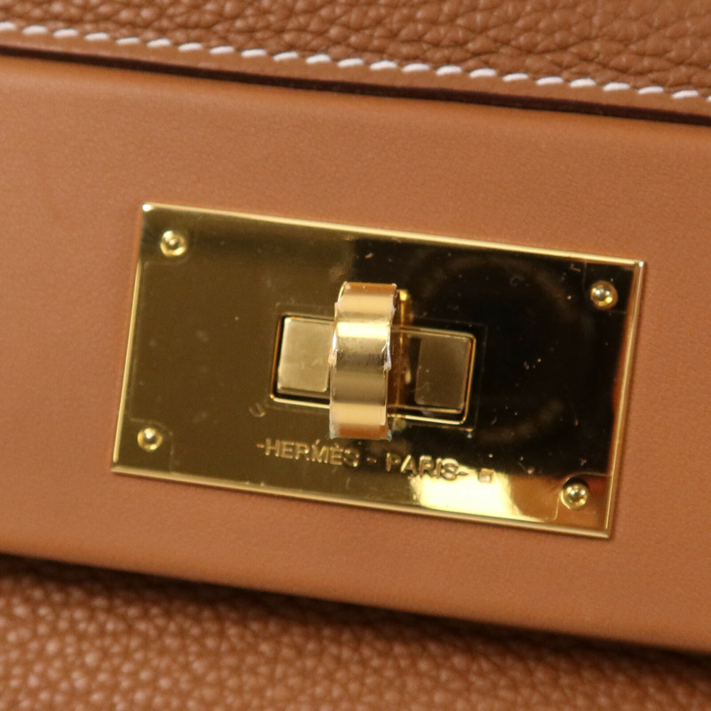 HERMES Clemence皮革24/24 29CM金扣手挽肩背兩用袋Gold-6