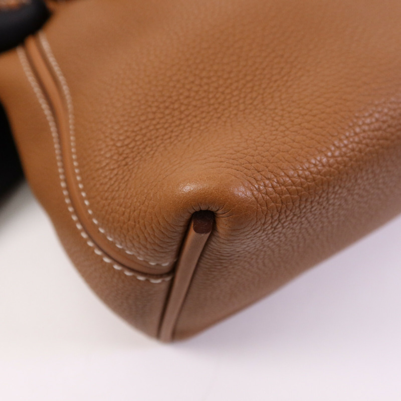 HERMES Clemence皮革24/24 29CM金扣手挽肩背兩用袋Gold-11