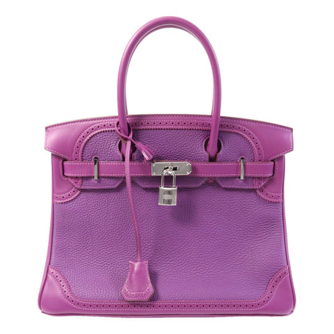 HERMES Togo/Swift皮革Birkin 30 Ghillies銀扣手挽袋