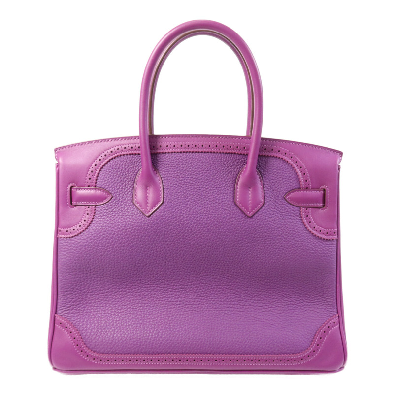 HERMES Togo/Swift皮革Birkin 30 Ghillies銀扣手挽袋-1