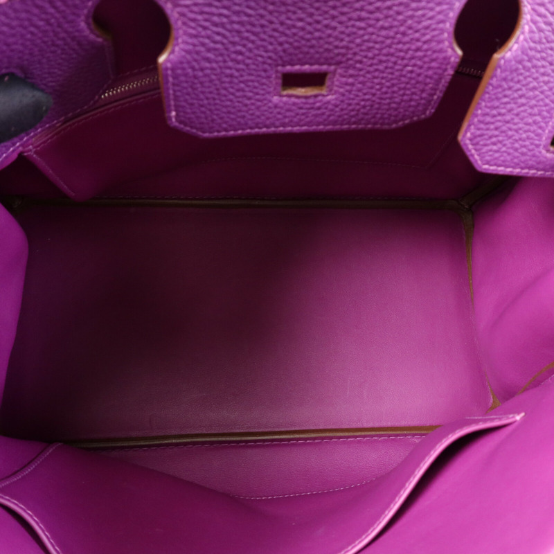 HERMES Togo/Swift皮革Birkin 30 Ghillies銀扣手挽袋-4