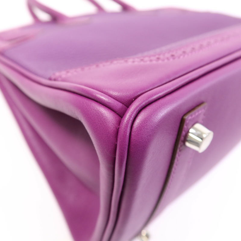 HERMES Togo/Swift皮革Birkin 30 Ghillies銀扣手挽袋-14