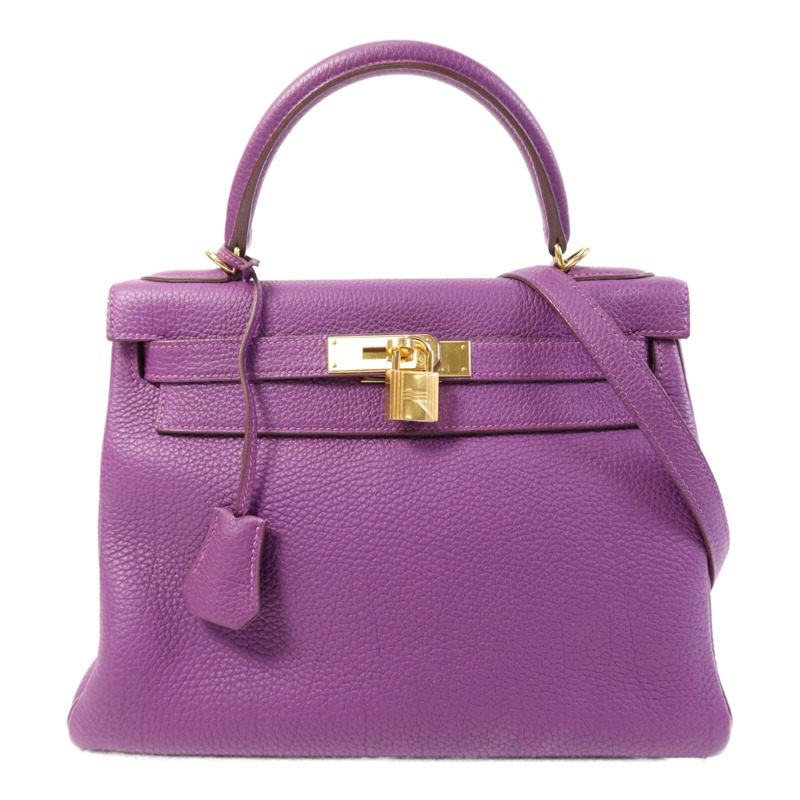 HERMES Togo皮革Kelly 28金扣手挽肩背兩用袋Anemone-0