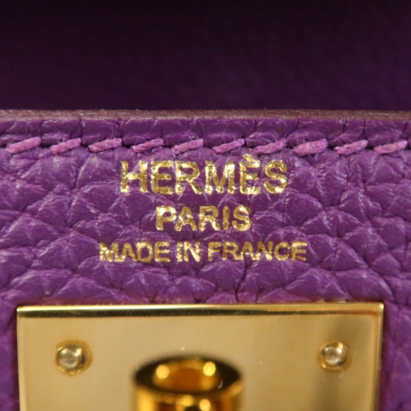 HERMES Togo皮革Kelly 28金扣手挽肩背兩用袋Anemone-5