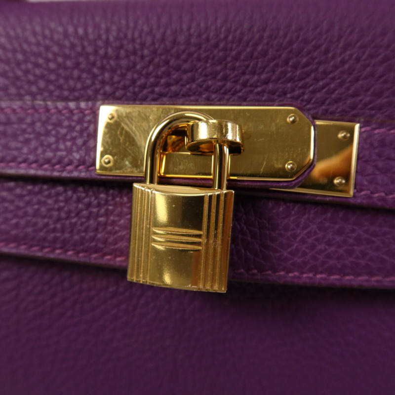 HERMES Togo皮革Kelly 28金扣手挽肩背兩用袋Anemone-6