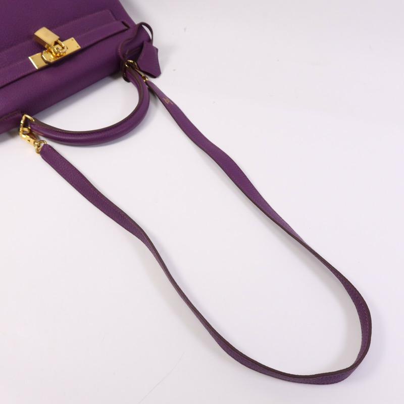HERMES Togo皮革Kelly 28金扣手挽肩背兩用袋Anemone-8