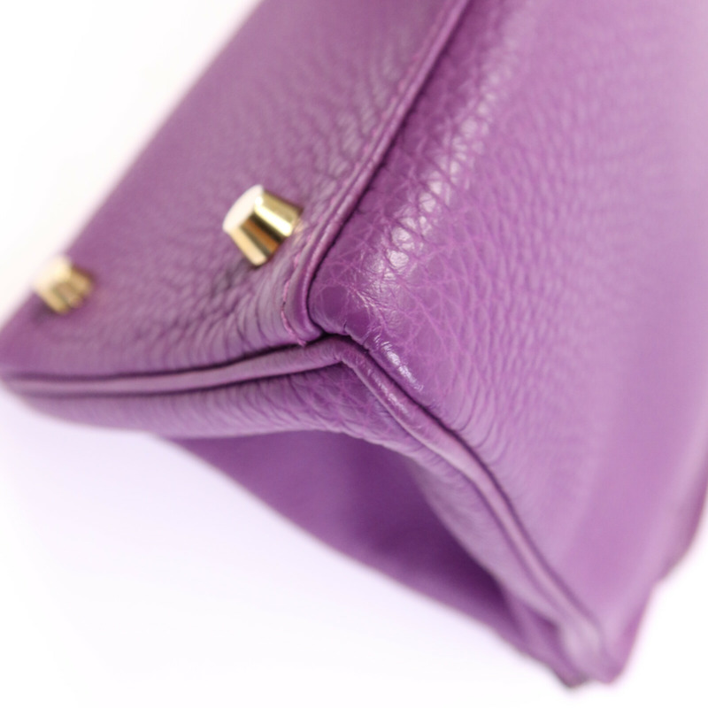 HERMES Togo皮革Kelly 28金扣手挽肩背兩用袋Anemone-10