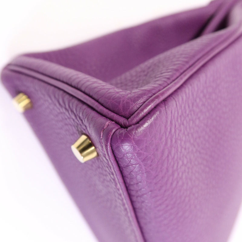 HERMES Togo皮革Kelly 28金扣手挽肩背兩用袋Anemone-11