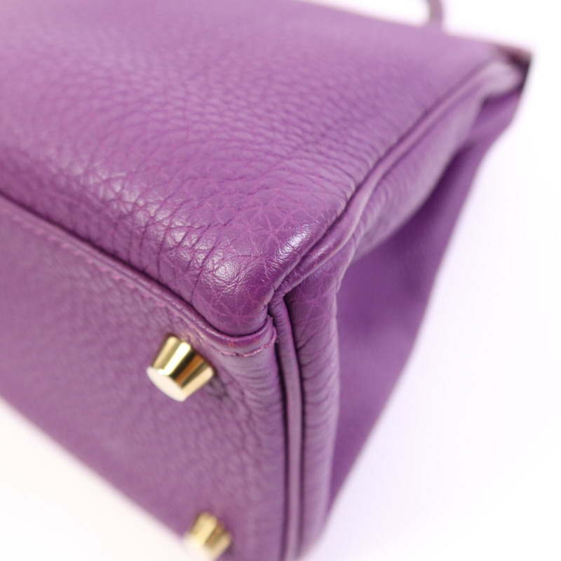 HERMES Togo皮革Kelly 28金扣手挽肩背兩用袋Anemone-13