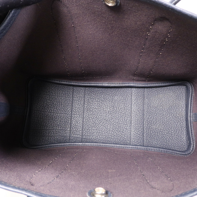 HERMES 帆布Garden Party TPM銀扣手挽袋Bleu Nuit/Ebene-4