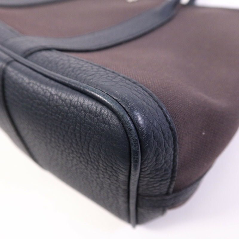 HERMES 帆布Garden Party TPM銀扣手挽袋Bleu Nuit/Ebene-11