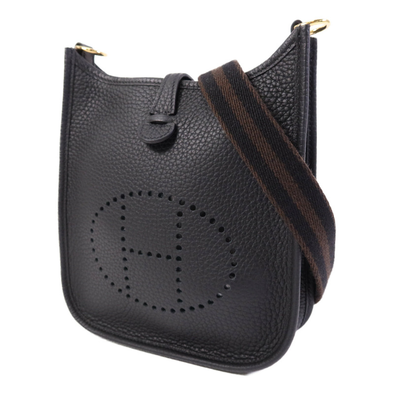 HERMES Clemence皮革Evelyne TPM金扣肩背袋Noir-2