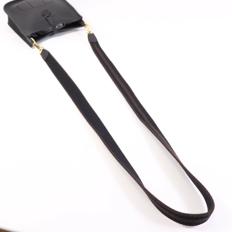 HERMES Clemence皮革Evelyne TPM金扣肩背袋Noir-8