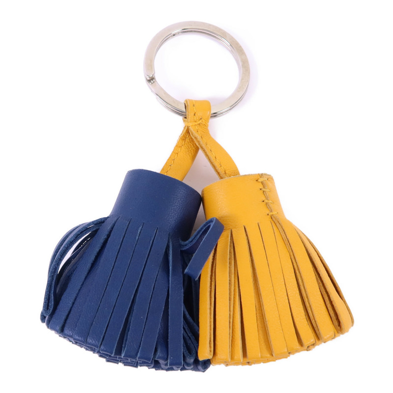 HERMES Milo皮革Carmen Duo Key Ring銀扣鎖匙扣-1