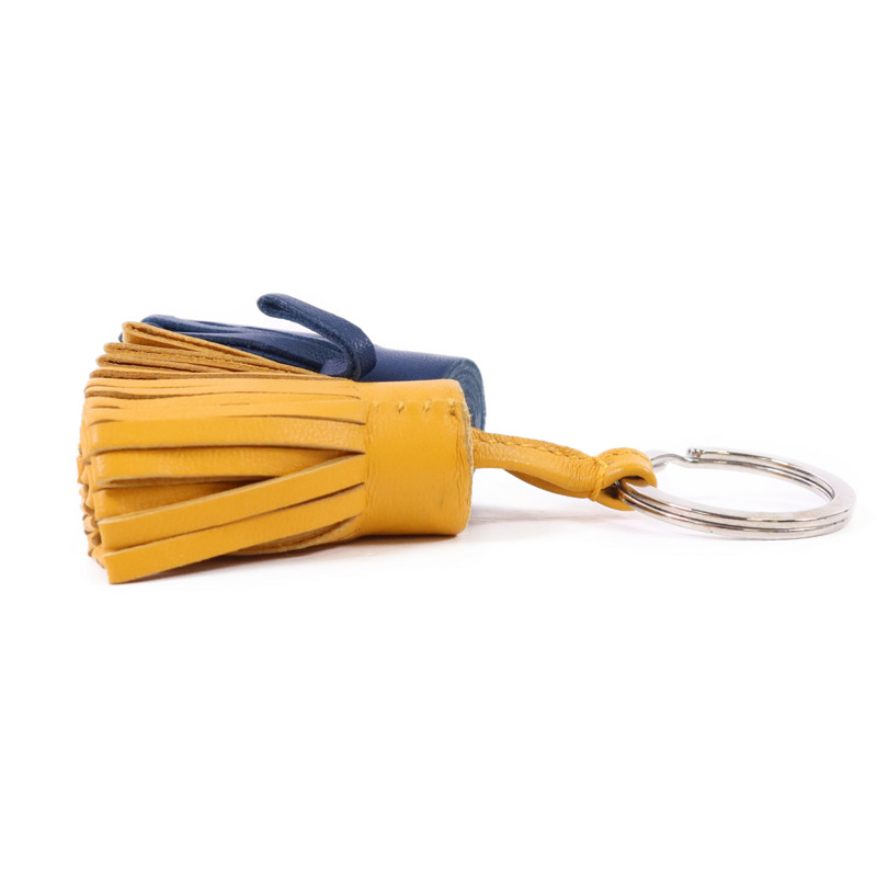 HERMES Milo皮革Carmen Duo Key Ring銀扣鎖匙扣-3