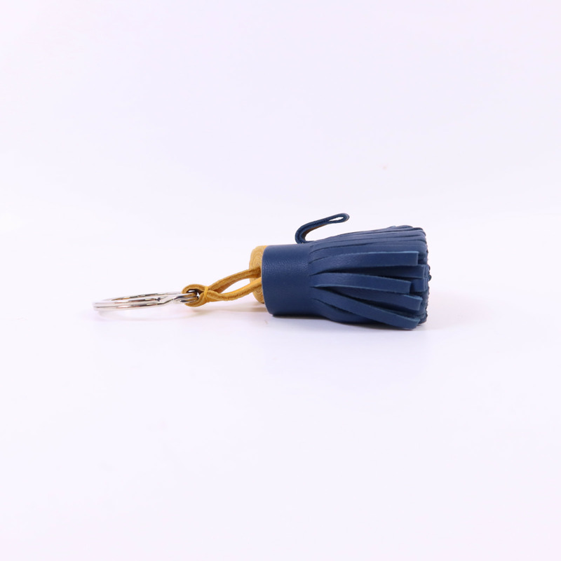 HERMES Milo皮革Carmen Duo Key Ring銀扣鎖匙扣-5